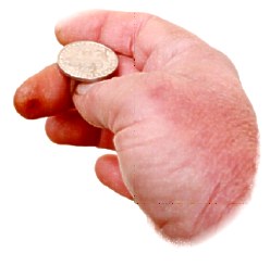 hand and coin