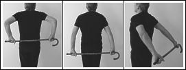 man exercising with walking stick - standing