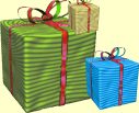 wrapped presents with ribbons and bows